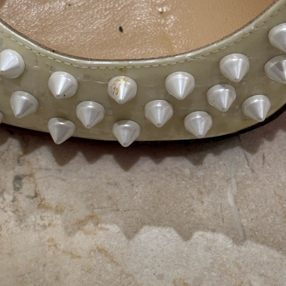 Christian Louboutin White Spiked Heels - Picture 9 of 9
